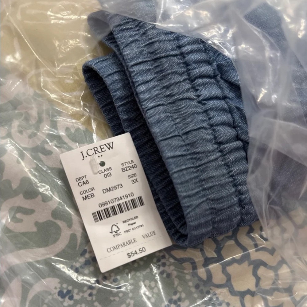 Cotton Drawstring Blue Chambray Shorts 3X J.Crew - Picture 6 of 7